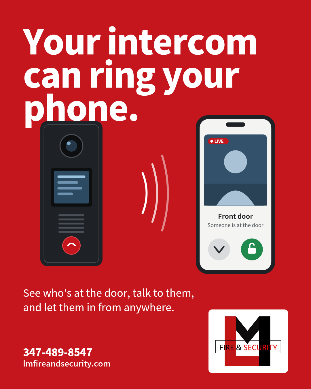 Video intercom door station calling a smartphone app to see visitors and unlock the door